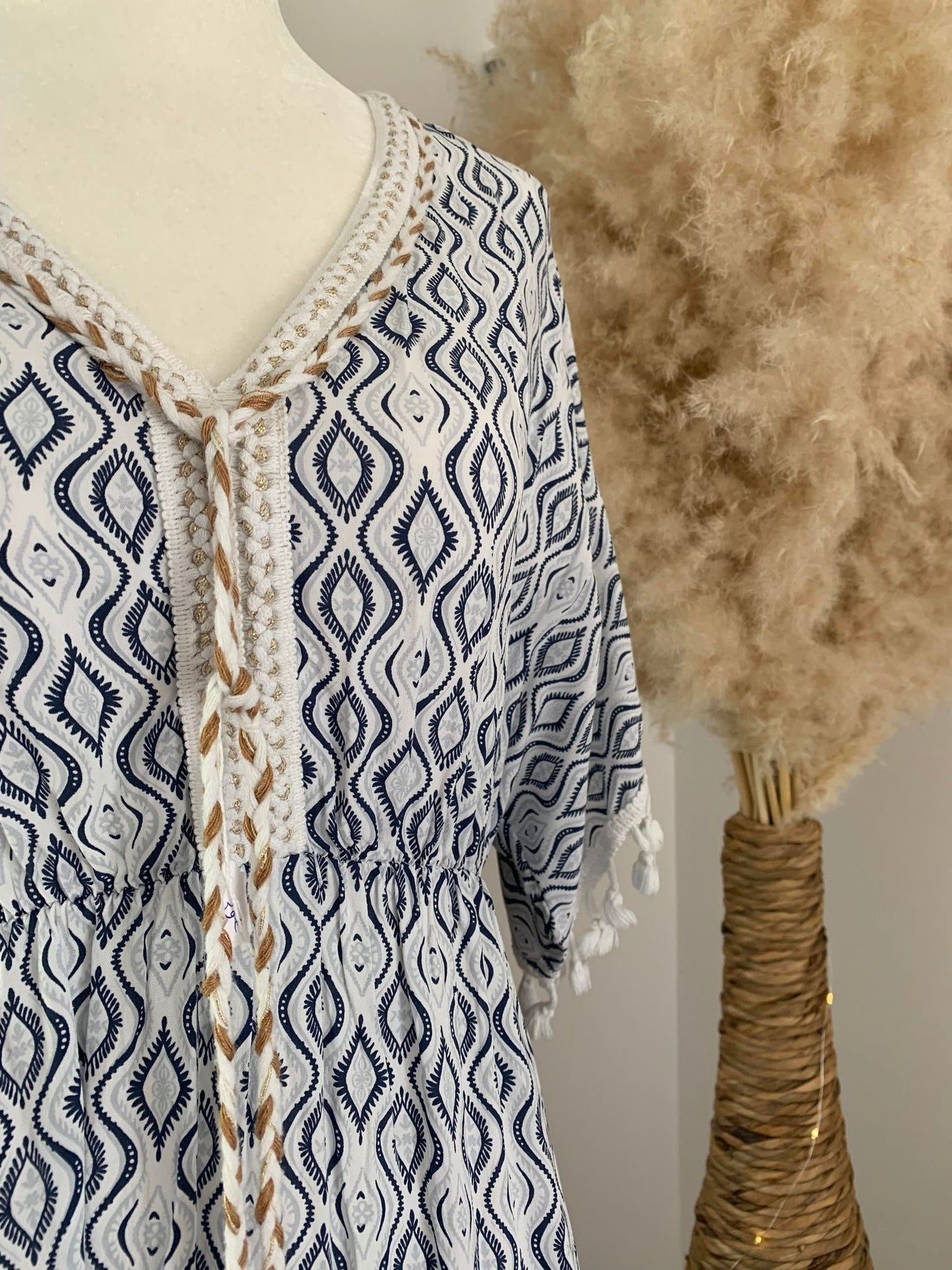 Robe Bohème Blanche et Marine