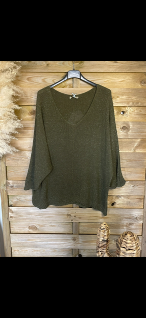 Pull Kaki Lurex