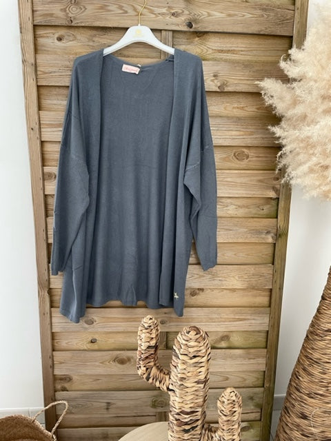 Gilet long gris étoile