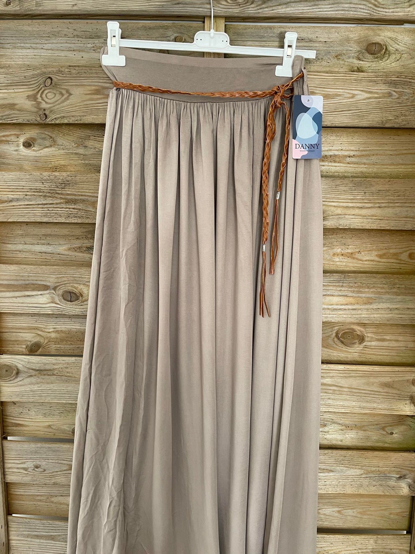 Jupe Longue Grande Taille avec ceinture Beige