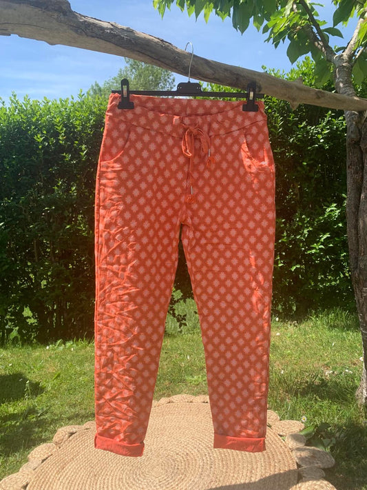 Pantalon Magique Imprimé Orange