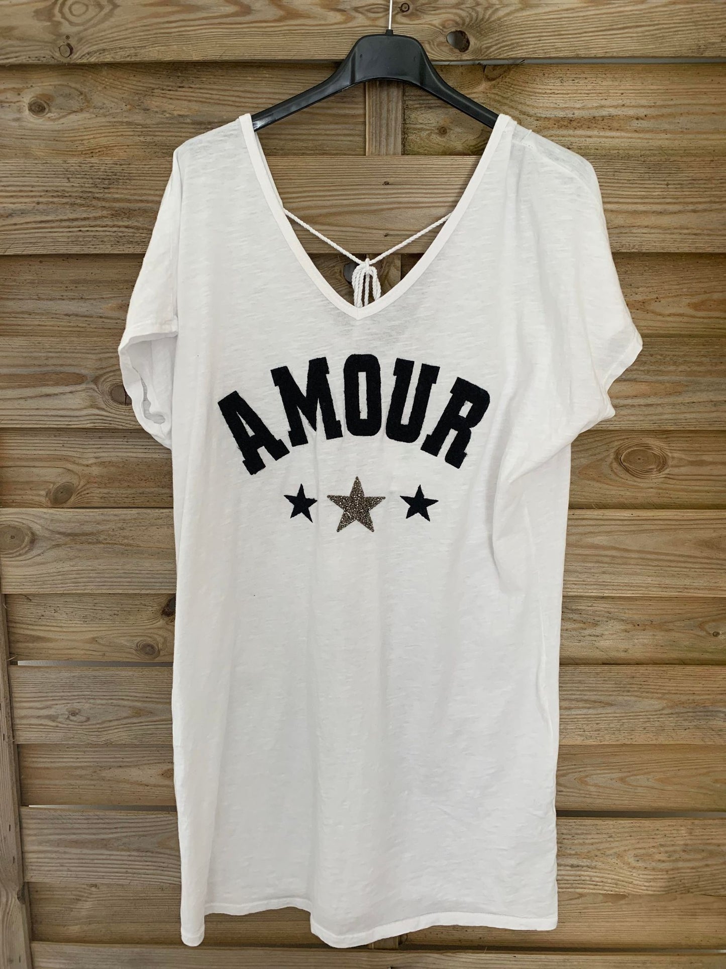 Tee-shirt long Amour Blanc ou petite robe tunique