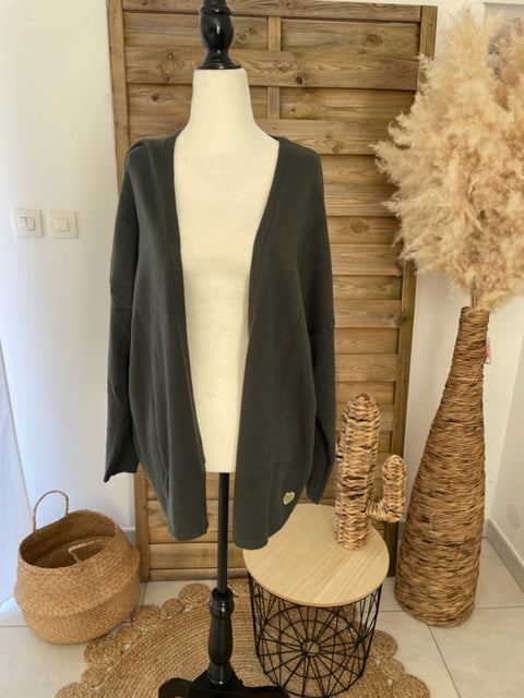 Gilet Coeur mi-long Kaki