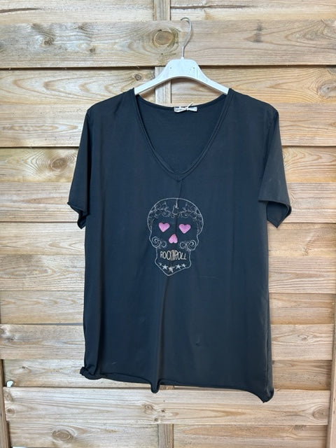 Tee shirt skull noir