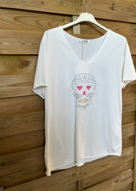 Tee shirt Skull blanc