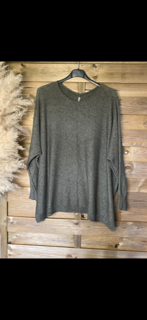 Pull doux kaki grande taille