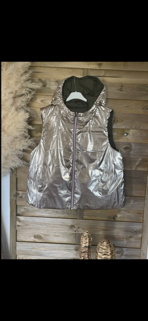 Veste réversible Kaki/Beige Irisé
