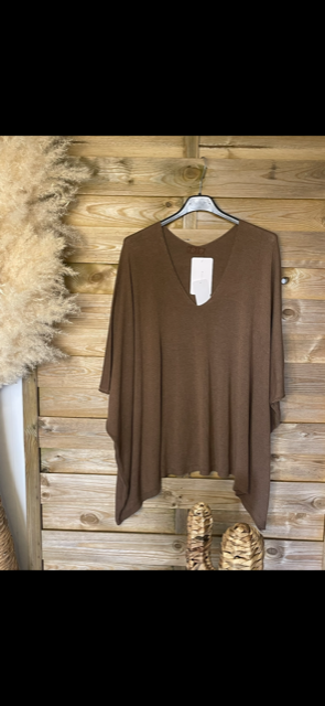 Pull oversize marron